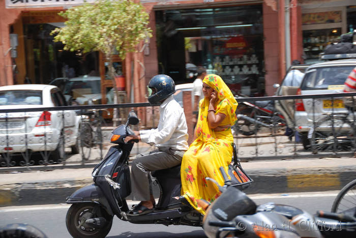 On the &rsquo;phone, side saddle